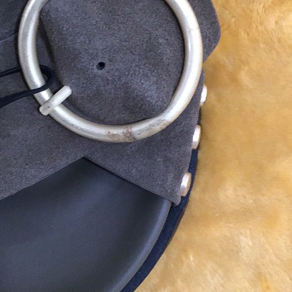 🆕 ZARA Suede Cross Strap Buckle Slides Olive Green - Picture 3 of 11